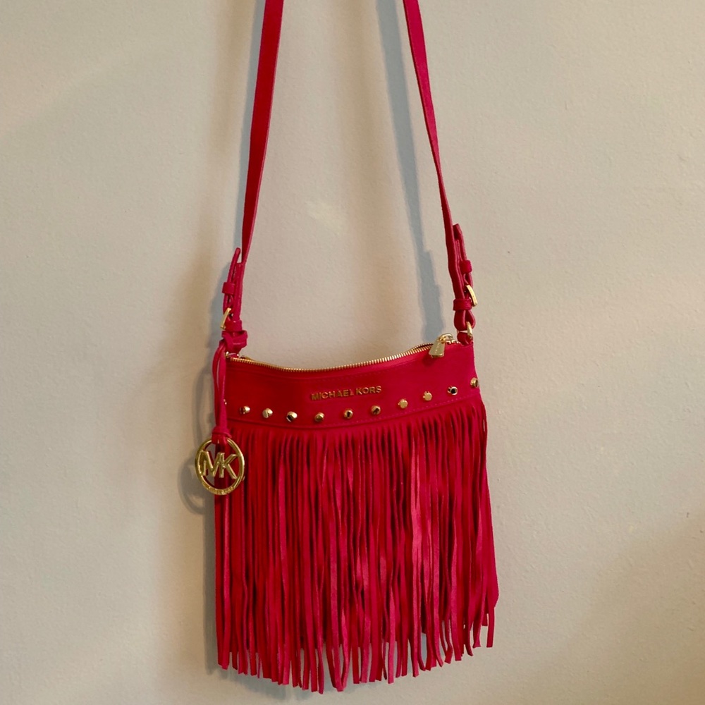 Michael Kors Fuchsia Pink Fringe Crossbody